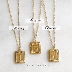 Trendy and chic this necklace is made for everyday! Wear your favorite initial and choose your gold chain style, perfect for a gift too! -Gold plated rectangle initial pendant-14kt Gold filled necklace in your choice of style Photo compliments of Lilly and Grant Blog Trendy Personalized Initial Necklace For Everyday, Dainty Initials Charm Necklace With Square Pendant, Dainty Charm Necklaces With Initials On Square Pendant, Everyday Engraved Initial Necklace With Square Pendant, Trendy Initial Pendant Charm Necklaces, Engraved Initial Necklace With Square Pendant, Everyday Engraved Square Pendant Initial Necklace, Engraved Square Pendant Initial Necklace For Everyday, Classic Personalized Initial Necklace With Rectangular Pendant