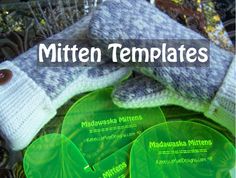 mitten templates with green leaves in the foreground and text that reads mitten templates