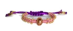 Boho chic handmade macrame bracelet, purple nylon cord, The water lily – Andrea Designs Beaded Macrame Bracelet, Lily Bracelet, Beaded Macrame, The More The Merrier, Handmade Macrame, Macrame Bracelet, Stackable Bracelets, Macrame Bracelets, Water Lily