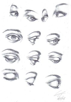 the different types of eyes and how to draw them with pencils on white paper