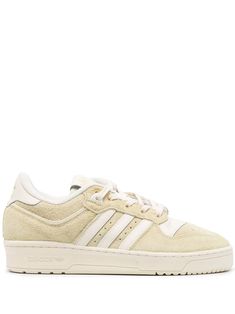 sand beige/white calf suede panelled design signature 3-Stripes logo signature trefoil logo detail logo patch at the tongue round toe perforated toebox front lace-up fastening contrasting branded heel counter branded insole logo at the sole flat rubber sole Adidas Rivalry, Sand Beige, Suede Fabric, Suede Sneakers, Panel Design, Mens Shoes Sneakers, Patch Logo, Lace Front, Rubber Sole