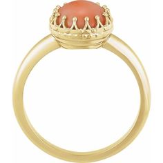 71560 / Set / 14K Yellow / Natural Pink Coral / Round / 5 Mm / Polished / Natural Pink Coral Ring 14k Gold Dome Ring With Cabochon, Yellow Gold Cabochon Ring, Gold Oval Cabochon Birthstone Ring, 14k Gold Cabochon Round Rings, 14k Gold Rings With Cabochon Round Stone, 14k Gold Cabochon Rings, 14k Gold Cabochon Ring With Round Band, 14k Gold Cabochon Rings With Round Band, Classic Cabochon Rings With Round Band