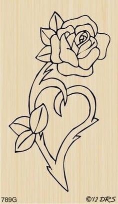 a drawing of a rose in the shape of a heart