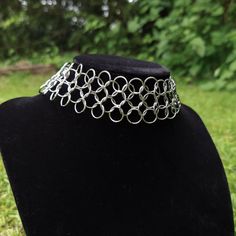 Hand woven European 4 in 1 chainmail choker necklace. Adjustable in length from 32.5cm/12.7in - 36cm/14in. Made in stainless steel jumprings that are 10mm/1mm(18g). Closes with a lobster claw clasp. Metal Chainmail Choker Necklace, Silver Metal Chainmail Choker, Metal Chainmail Choker As A Gift, Adjustable Chain Link Choker As Gift, Metal Chain Link Choker As Gift, Silver Chainmail Choker As A Gift, Chainmail Choker, Chain Mail, 4 In 1