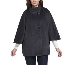 A relaxed, poncho-style cape creates an elegant silhouette--with room to move--layered over everything from sweater knits to occasion dresses. From Martha Stewart. Elegant Batwing Sleeve Poncho For Fall, Elegant Fall Poncho Cape, Chic Fall Capelet, Elegant Fall Poncho For Workwear, Elegant Fall Poncho For Work, Elegant Fall Workwear Poncho, Fall Workwear Poncho Cape, Chic Fall Poncho Cape, Elegant Winter Cape For Layering