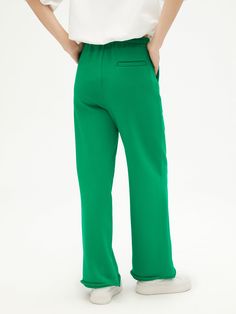 Details: Energetic positive green wide leg sweatpants Elasticized waistband with white drawstring Faroese rubber label design Natural rolled hems on the legs for a casual look Materials & Care: Cotton 100% Hand wash | Dry clean Do not bleach Size & Fit: Model is 5'7", Bust 32, Waist 24, Hips 35, wearing a size S Item #: IM3PA26 Trendy Green Joggers With Elastic Waistband, Green Wide-leg Sweatpants With Elastic Waistband, Green Relaxed Fit Wide-leg Sweatpants, Green Wide-leg Sweatpants With Relaxed Fit, Trendy Green Relaxed Fit Sweatpants, Green Straight Sweatpants, Green Straight Sweatpants For Spring, Green Sweatpants With Elastic Waistband, Green Sweatpants For Loungewear