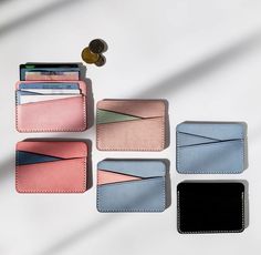 This slim wallet fits comfortably in your jeans pocket or slips right into your clutch. Sleek and compact, our card wallet is perfect for the minimalist or the traveller who carries only the essentials. FYI, it's also perfect as a backup wallet, allowing you to keep your extra cards next to your everyday purse. Minimalist Card Wallet, Pastel Leather, Jeans Pocket, Leather Card Holder Wallet, Minimalist Cards, Everyday Purse, Leather Card Case, Leather Card Holder, Minimalist Wallet