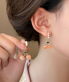 Cute Orange Copper Alloy Pearl Blossom Cherry Drop EarringsMade of fine Copper Alloy Pearl Blossom Cherry.Measurement: 3.4cm/1.326" * 1.4cm/0.546". Matches easily with daily hairstyle, dresses Shirts Elegant Cherry Drop Earrings, Elegant Orange Jewelry For Spring, Elegant Orange Spring Jewelry, Spring Orange Drop Earrings, Orange Dangle Jewelry For Spring, Elegant Apricot Earrings For Gift, Apricot Drop Earrings For Gifts, Cherry Pearl, Cherry Drop Earrings