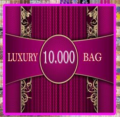 the luxury 10, 000 bag is shown in purple and gold colors with a ribbon around it