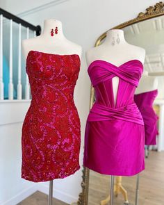 Short Fuchsia Mini Dress Red Ruched Mini Dress With Fitted Bodice, Formal Mini Dress With Fitted Bodice And Boning, Red Sweetheart Neckline Dress With Corset Back, Formal Dress With Sweetheart Neckline And Boning, Elegant Red Ruched Corset Dress, Formal Dress With Boning And Sweetheart Neckline, Fitted Flirty Dress With Pleated Bodice, Elegant Strapless Dress With Corset Back For Homecoming, Fitted Mini Dress With Lined Bodice For Homecoming