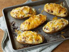 Twice-Baked Potatoes recipe from Ree Drummond via Food Network Baked Potato Recipes, Twice Baked, Twice Baked Potatoes, Baked Potatoes, Paula Deen, Potatoes Recipe, Potato Dishes