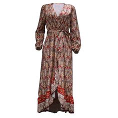 Bohemian Print Dress, Long Sleeve Chiffon Dress, Print Long Dress, Bohemian Maxi, Loose Maxi Dress, Dress Autumn, Bohemian Maxi Dress, Bohemian Print, Printed Long Dresses