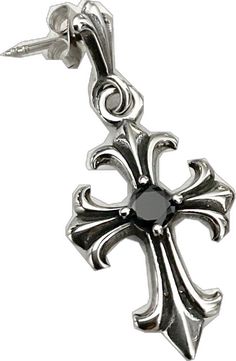 Gothic Single Stainless Steel Earring, Gothic Nickel-free Cross Jewelry, Gothic Cross Pendant Jewelry, Black Gothic Jewelry With Oxidized Finish, Gothic Metal Cross Pendant Jewelry, Gothic Oxidized Cross Pendant Jewelry, Gothic Cross Pendant With Oxidized Finish, Gothic Stainless Steel Cross Pendant Jewelry, Gothic Single Dangle Earring