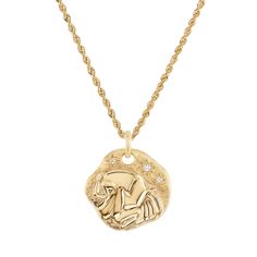 Aaryah necklace from the Zodiac Medallion Collection Necklace length: approx. 16 inches 18-karat yellow gold Zodiac coin pendant with natural white GH/VS diamonds Total diamond carat weight: 0.05 Lobster clasp Made in the USA Zodiac Pendant Necklace, Zodiac Pendant, Vs Diamond, Diamond Carat, Coin Pendant, Necklace Length, Lobster Clasp, Necklace Lengths, Tops Designs