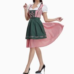 Nwot Oktoberfest Halloween Costume Drindl Traditional German Maid Dress Product Details: Nwot. Pristine. No Sign Of Wear. 100% Polyester 1 Dress 1 Apron Embroidered Accent On Dress And Apron Closure: Concealed Zip At The Back Pit-To-Pit: 20.5" Waist: 16.25" Shoulder-To-Hem: 41.5" Arm Length: 9.25" Size: Xl (Fits More Like Large - See Measurements For Reference) ***Please Note: All Measurements Were Taken By Hand And Are Approximate; Slight Variations May Occur. Oktoberfest Halloween Costume, Oktoberfest Halloween, Maid Dress, Ladies Boutique, Boutique Dresses, Halloween Costume, Red Green, Apron, Midi Dress