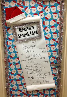 the santa's good list is on display