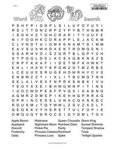 the word search is shown in black and white, with an image of two cartoon characters