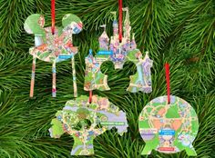 disney world ornament ornaments hanging from a christmas tree