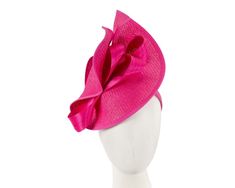 Large fuchsia twisted plate decorated with silk abaca bow. Hand made in Melbourne by our skillful milliners, this headpiece will be a crown jewel of your spring racing outfit.  Made in Australia  Exclusive materials  Stylish design by Fillies Collection  Comfortable headband Spring Party Hair Accessories With Satin Bow, Spring Party Hair Accessories With Decorative Bow, Kentucky Derby Formal Fascinator With Satin Bow, Kentucky Derby Satin Bow Fascinator, Elegant Pink Ribbon Hair Accessories, Elegant Spring Hair Accessories With Decorative Bow, Elegant Pink Hair Accessories With Ribbon, Elegant Spring Ribbon Fascinator, Evening Fascinator With Satin Bow For Royal Ascot