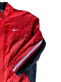 Vintage Nike Windbreaker Rain J Red Jacket Large White Label 90s | eBay