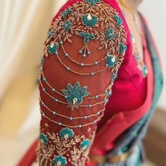 Maggam Work Trendy Designs, Reception Aari Work Blouse Design, Beats Blouse Design, Netted Blouse Designs Aari Work, Aari Work On Net Blouse, Heavy Bridal Aari Work Blouse Designs, Latest Aari Work Blouse Designs, Net Embroidery Blouse, Latest Aari Work