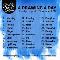 a blue poster with the words drawing a day on it