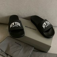 Brand New With Tags, Box, And Dust Bag Receipt Is In The Photos And Also On The Box Size 36, 6 In Womens Bought From Bergdolf Goodman Shoes Balenciaga, Pool Slide, Balenciaga Black, Balenciaga Shoes, Womens Slides, Pool Slides, Slide Sandals, Women's Shoes Sandals, Balenciaga