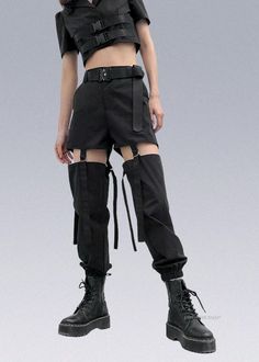 Techwear Style Adjustable Cargo Pants for Women - X Grunge Bottoms With Pockets For Cosplay, Edgy Cargo Pants With Pockets For Cosplay, Fitted Cargo Pants With Belt Loops For Streetwear, Fitted Utility Parachute Pants For Streetwear, Utility Bottoms With Cargo Pockets For Alternative Fashion, High-waisted Techwear Pants For Streetwear, Grunge Streetwear Cargo Pants With Belt Loops, Grunge Style Cargo Pants For Streetwear, Techwear Cargo Pants For Cosplay