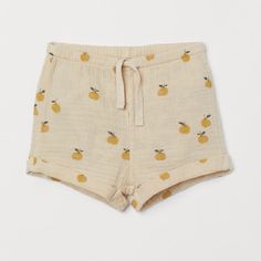 Baby Exclusive. Shorts In A Soft Cotton Weave With An Elasticated Drawstring Waist And Sewn-In Turn-Ups At The Hems. New Without Tags Never Worn Playful Yellow Summer Shorts, Cute Yellow Shorts For Playwear, Cute Yellow Shorts For Play, Cute Yellow Summer Shorts, Cute Yellow Bottoms For Playwear, Playful Yellow Shorts For Spring, Playful Yellow Spring Shorts, Cute Yellow Bottoms For Playtime, Yellow Cotton Playtime Bottoms