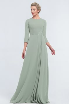 Modest Dusty Sage Beaded Bridesmaid Dresses with Sleeves Wedding Sponsor Gowns Modern, Beaded Bridesmaid Dresses, Light Green Bridesmaid Dresses, Formal Dress Maxi, Royal Outfit, Lavender Colour, Pastel Bridesmaid Dresses, Empire Waist Bridesmaid Dresses, Beaded Bridesmaid Dress