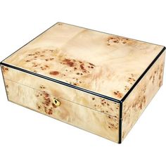 a wooden box with brown spots on it