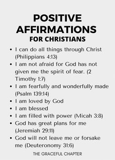 a poster with the words positive affirmationss for christians on white paper