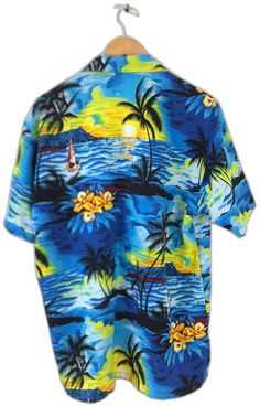 Multicolor Short Sleeve Hawaiian Shirt For Vacation, Summer Blue Camp Shirt For Vacation, Blue Summer Camp Shirt For Vacation, Summer Vacation Blue Camp Shirt, Multicolor Relaxed Fit Hawaiian Shirt For Beach Season, Multicolor Relaxed Fit Camp Shirt For Beach, Multicolor Relaxed Fit Camp Shirt For The Beach, Multicolor Printed Hawaiian Shirt For Beach, Summer Hawaiian Shirt For Surfing