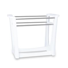 an image of a white towel rack on a white background with clippings to the bottom