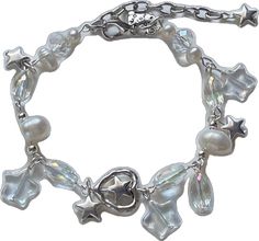 Trendy White Crystal Party Bracelet, Trendy White Crystal Bracelet For Party, Trendy Star-shaped Party Bracelet, Trendy Star-shaped Bracelets For Party, Trendy Star Bracelet For Party, White Star Bracelets For Party, White Star-shaped Party Bracelets, Strawberry Flower, Butterfly Bracelet