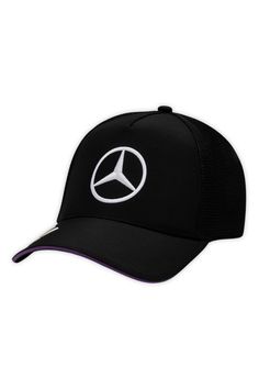 Mercedes AMG Petronas F1 team cap.  Details:    Mercedes AMG F1 team cap.  Colour: black.  Material: 100% polyester.  Mercedes star embroidered on the front.  Number 44 on the visor.  Lewis Hamilton and Mercedes AMG Petronas F1 Team logos on the back.  One size cap with adjustable closure.  High quality finishes.     With a design inspired by the dynamism and determination of the legendary driver, this cap is much more than a fashion accessory: it is a statement of support and admiration for one of the most prominent icons of Formula 1 .   Made to the highest quality standards and with carefully crafted details, this cap guarantees a perfect fit and exceptional comfort, so you can wear Hamilton style with confidence at all times.    Find this Lewis Hamilton cap at www.masterlap.com , the o Black Trucker Hat With Curved Visor For Sports Events, Lewis Hamilton Cap, F1 Model Cars, Amg Petronas F1, Lewis Hamilton Mercedes, Andrea Iannone, Watch F1, Mercedes Amg Petronas, Ferrari Poster