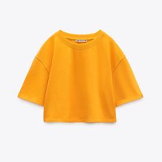 Brand New With Tags, In Orange Fast Shipping! Plain Yellow Top For Spring, Basic Yellow Fall Tops, Basic Yellow Tops For Fall, Plain Cotton Crop Top For Spring, Simple Cropped Tops For Spring, Yellow Stretch Zara Top, Basic Plain Crop Top For Spring, Casual Zara Crop Top For Fall, Zara Solid Color T-shirt For Spring