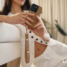 Ava Pebble Leather Wristlet - Tan/Gold – Bandolier Gold Adjustable Wristlet For Everyday Use, Gold Wristlet With Wrist Strap For Everyday Use, Trendy Gold Wristlet For Everyday Use, Gold Rectangular Wristlet With Wrist Strap, Gold Iphone, Leather Phone Case, Studded Leather, Leather Wristlet, Leather Pouch