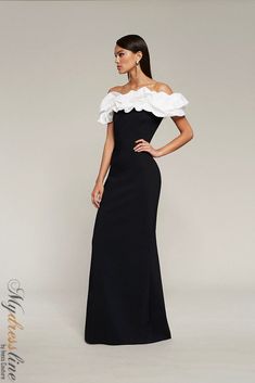 Black And White Evening Dresses, Mother Of Bride Outfits, Floral Prom Dresses, Timeless Outfits, Fit And Flare Skirt, White Gowns, Black N White Dress, Glam Dresses, Dress Cover