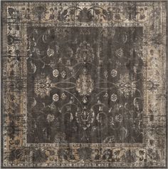 Safavieh Vintage VTG117 Soft Anthracite Area Rug Vintage Inspired Rugs, Viscose Rug, Square Area Rugs, Vintage Soft, Transitional Area Rugs, Antique Inspiration, Vintage Area Rugs, Carpet Runner, Vintage Carpet