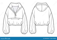 the front and back view of a women's cropped hoodie sweatshirt jacket