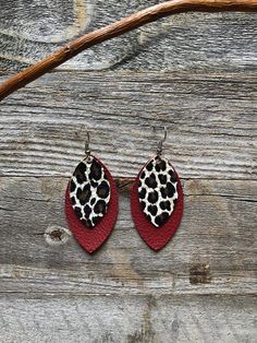 Lightweight genuine leather earrings with nickel free hooks. Available in medium leaf only. Adjustable Red Leather Earrings, Red Leather Earrings For Gifts, Red Leather Earrings, Cricut Leather, Cricut Jewelry, Faux Earrings, Cricut Earrings, Leather Creations, Circuit Crafts