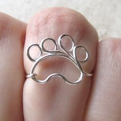 Adjustable Silver Jewelry With Paw Print, Adjustable Sterling Silver Paw Print Jewelry, Adjustable Sterling Silver Jewelry With Paw Print, Sterling Silver Friendship Ring, Friendship Sterling Silver Ring, Homemade Rings, Wire Letters, Wire Projects, Paw Print Ring