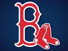 the boston red sox logo is shown on a dark blue background with white and red lettering