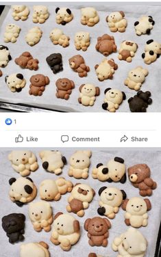 two photos side by side with different types of teddy bears on top of each other