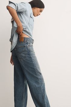 Denim, decoded: This fall, we’re digging denim in every corner of our closet – like the Levi's Baggy Dad Jeans, offering a high-rise, a wide-leg, and a roomy, slouchy fit. | Baggy Dad High-Rise Wide-Leg Jeans by Levi's in Blue, Women's, Size: 29, Cotton at Anthropologie Levi's Wide Leg Rigid Denim Jeans, Levi's Wide Leg Rigid Denim Bottoms, Levi's Wide Leg Denim Blue Bottoms, Levi's Wide Leg Medium Wash Jeans, Levi's Wide Leg Denim Flare Jeans, Levi's Wide Leg Bottoms For Fall, Levi's Wide Leg Bottoms With Five Pockets, Levi's Relaxed Fit Wide Leg Flare Jeans, Levi's Medium Wash Wide Leg Pants