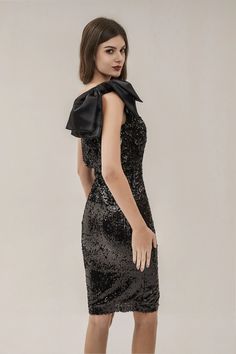 A chic dress with romantic allure is our Amari Black Sequin Dress. Putting it on, people will never stop complimenting you. We have designed a one-shoulder dress with bow straps. Delicate sequins inlaid all over. Wear it with heels and go the night away.  Dress Length: Approx 97cm Materials: Spandex Gentle Dry Clean Only  Model is 5 ft 7 and wears size S  Colour may vary due to lighting on images. The product images (without model) are closest to the true colour of the product.  Item runs true t One-shoulder Evening Dress With Bow For Gala, One Shoulder Evening Dress With Bow For Gala, Chic One-shoulder Evening Dress With Bow, Evening One-shoulder Dress With Bow, One-shoulder Contrast Sequin Evening Dress, Evening One-shoulder Contrast Sequin Dress, Evening One Shoulder Contrast Sequin Dress, Elegant One-shoulder Sequin Evening Dress, Elegant One-shoulder Contrast Sequin Dress