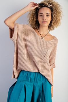 Boxy Knitted Sweater Top | JQ Clothing Co. Boxy Knit Sweater, Sheer Knit, Pants Skirts, Classic Wardrobe Staples, Cozy Knit, Free Spirited, Cozy Knits, Ribbed Sweater, Knitted Sweater