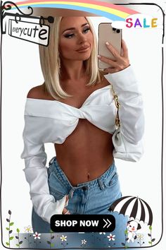 White V Neckline Long Sleeve Crop Tops Chic Crop Top For Beach In Fall, Long Sleeve Crop, V Neckline, Women Tops, Long Sleeve Crop Top, Ladies Tops Fashion, Crop Tops Women, Crop Top, Crop Tops