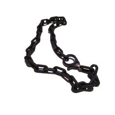 Matte Black Rubberized Velvet Finish Plastic Chain Link Necklace. 16" Collar Length With Large Black Plastic Closure. 10% Donated To The Aclu Linkproject.Art Other Sizes Available Black Chain Link Jewelry For Everyday, Everyday Black Chain Link Jewelry, Black Link Chain Bracelet For Gift, Black Link Chain Bracelet As Gift, Minimalist Black Chain Link Jewelry, Minimalist Black Chain Necklace With Silver Chain, Minimalist Black Chain Necklace With Silver Details, Black Minimalist Necklace With Silver Chain, Minimalist Black Necklace With Silver Chain